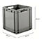 Caja norma europea serie EF 4440, de PP, capacidad 53,9 l, paredes cerradas, asidero, gris