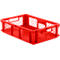 Caja norma europea serie EF 6151, de PP, capacidad 29,4 l, paredes caladas, rojo, asidero
