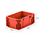 Caja norma europea serie MF 3120, de PP, capacidad 5,2 l, asa integrada, rojo