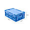 Caja plegable dimensiones norma europea 6422 NG DL, con tapa, para almacenamiento y transporte de retorno, 41,4 l, azul