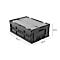 Caja plegable dimensiones norma europea 6422 NG DL, con tapa, para almacenamiento y transporte de retorno, 41,4 l, gris