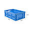 Caja plegable dimensiones norma europea 6422 NG, sin tapa, para almacenamiento y transporte de retorno, 41,4 l, azul