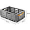 Caja plegable, reciclable y apilable, capacidad de carga 20 kg, 600 x 400 x 233 mm, gris