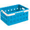 Caja plegable Sunware Square, L 435 x A 310 x H 213 mm, 24 litros, con asa, azul/blanco