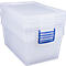 Cajas de almacenaje Really Useful Boxes, transparente, con tapa, 62 l, 5 unidades