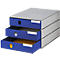 Cajón de escritorio Styro Styroval, para formatos hasta C4, 3 cajones cerrados, material reciclado, azul/gris