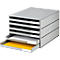 Cajón de escritorio Styro Styroval, para formatos hasta C4, 6 cajones abiertos, material reciclado, gris/gris