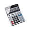 Calculatrice de bureau Canon TS-1200TSC, écran LCD 12 chiffres et pliable, avec conversion de devises, alimentation solaire et par piles, plastique et métal, argenté