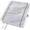 Calendrier à spirales Sigel Glittery Joy 2025, format A5, calendrier en DE/EN/FR/NL, élastique, passant pour stylo &amp; pochette 240 pages, papier, gris