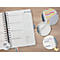 Calendrier à spirales Sigel Glittery Joy 2025, format A5, calendrier en DE/EN/FR/NL, élastique, passant pour stylo &amp; pochette 240 pages, papier, gris