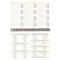 Un calendrier blanc avec reliure spirale, vues mensuelles et aperçu des jours fériés.
