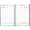 Calendrier livre Korsch 2026, A5, 320 pages, calendrier pour D/GB/F/I, samedi/dimanche sur 1 page, reliure à spirale, L 145 x H 205 mm, papier, bleu