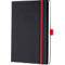 Carnet noir avec élastique rouge et l'année '2026' en relief.