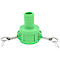 Green hose connector with ring closure. The top part is ribbed, the bottom part is round.