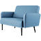 Canapé deux places meet® by Paperflow LISBOA, revêtement en similicuir bleu résistant aux désinfectants, piétement noir, L 1240 x P 815 x H 830 mm