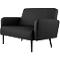 Canapé deux places meet® by Paperflow LISBOA, revêtement en similicuir noir résistant aux désinfectants, piétement noir, L 1240 x P 815 x H 830 mm