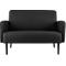 Canapé deux places meet® by Paperflow LISBOA, revêtement en similicuir noir résistant aux désinfectants, piétement noir, L 1240 x P 815 x H 830 mm