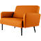 Canapé deux places meet® by Paperflow LISBOA, revêtement en similicuir orange résistant aux désinfectants, piétement noir, L 1240 x P 815 x H 830 mm