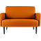 Canapé deux places meet® by Paperflow LISBOA, revêtement en similicuir orange résistant aux désinfectants, piétement noir, L 1240 x P 815 x H 830 mm