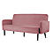 Canapé trois places meet® by Paperflow LISBOA, revêtement en velours rose, piétement noir, L 1760 x P 815 x H 830 mm