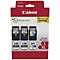 Mehrfarbige Canon Druckerpatronen-Verpackung mit Schriftzügen und Logos, darunter "PIXMA", "100% RECYCLABLE PACKAGE" und "savings".