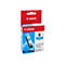 Eine Canon Tintenpatrone, Packung in Rot und Blau mit Text "6 Cyan" und Modellen. Aufdruck "Genuine Canon".