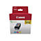 Canon Druckerpatronen-Packung, rot, mit drei Tintenpatronen. Aufschrift: "521", "Multi Value Pack savings".