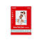 Rote Packung Canon Glossy Fotopapier im A4-Format mit einem Bild einer Familie am Strand.