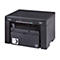 Schwarzer Canon i-SENSYS MF3010 Drucker mit Bedienfeld und Energie-Stern. Quick First-Print-Aufkleber.
