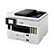 Ein weißer Canon Maxify-Multifunktionsdrucker. Das Gerät hat ein Bedienfeld, Tintentanks und Papiereinzüge.
