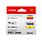 Gelbe Canon Tintenpatrone PFI-1000. Aufschrift: ImagePROGRAF, PRO-1000, 1000 Y, LUCIA PRO ink, 80.0ml, Genuine.