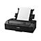 Schwarzer Canon Drucker, ein Blatt Papier im Druckfach. Auf dem Display wird "Ready to print" angezeigt.