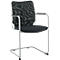 Black mesh chair, gray frame, armrests.