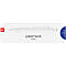White pen packaging, the Swiss cross, CARAN D'ACHE logo, "Ballpoint Pen" in blue.