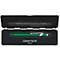 Pens in black and green cases. The brand name is under the green pen.