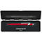Opened pen box with two ballpoint pens. A black pen at the top, a red pen at the bottom. Inscription: Caran d'Ache Genève.