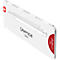 White pen case, Swiss flag, Caran d'Ache Genève lettering and red circle with Ballpoint Pen lettering.