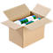An open cardboard box with two rolled products partially visible.