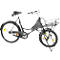 Black bicycle with front basket, side stand, and fenders.