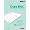 Bloc de copies blanc avec formulaire de facture. Le titre vert se lit : Copy Bloc. En dessous les mots Rechnung, Facture, Fattura, Invoice.