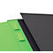 Fragment d'un produit : fond vert, deux post-it verts et un élément noir qui s'élève vers le haut.