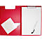 Carpeta con clip MAUL, DIN A4, con clip metálico, portabolígrafos, 319 x 229 x 13 mm, cartón con cubierta de lámina, rojo