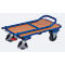 Carretilla de plataforma con asa plegable, L 720 x A 450 mm, capacidad de carga 150 kg, tablero de acero/MDF, decoración azul claro/haya teñida
