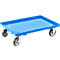 Carrito de transporte, cerrado, L 415 x An 615 x Al 175 mm, capacidad de carga 300 kg, 4 ruedas giratorias, azul