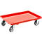 Carrito de transporte, cerrado, L 415 x An 615 x Al 175 mm, capacidad de carga 300 kg, 4 ruedas giratorias, rojo