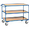 Carrito de transporte con mesa, ligero, 3 niveles, L 1000 x An 600 mm, hasta 300 kg, acero/madera, azul/haya