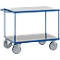 Carro de mesa fetra®, 2 estantes, ruedas giratorias y fijas, hasta 600 kg, superficies de carga de PVC duro con L 1000 x A 600 mm