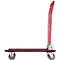 Carro de plataforma Schäfer Shop Pure, asa de empuje plegable, revestimiento antideslizante, ruedas giratorias y fijas, hasta 150 kg, L 725 x A 475 x A 835 mm, rojo-negro