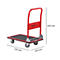 Carro de plataforma Schäfer Shop Pure, asa de empuje plegable, revestimiento antideslizante, ruedas giratorias y fijas, hasta 150 kg, L 725 x A 475 x A 835 mm, rojo-negro