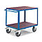 Carro de transporte Rollcart de 2 etapas, L 1000 x A 700 mm, capacidad de carga 1200 kg, con ruedas de plástico, azul genciana RAL 5010